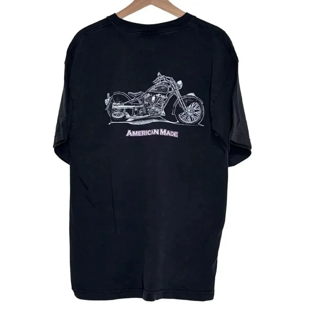 Bayside Graphic T-Shirt XL Black American Classic Motorcycle Made In USA Heavy